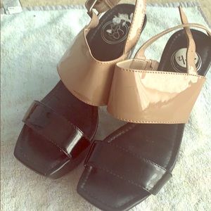Jessica Simpson leather chunky block wedges